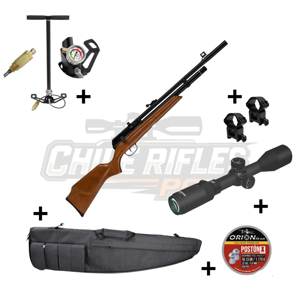 Kit PCP Beeman Raider Calibre 5.5 con mira Discovery, monturas, bombín, funda y postones Orion