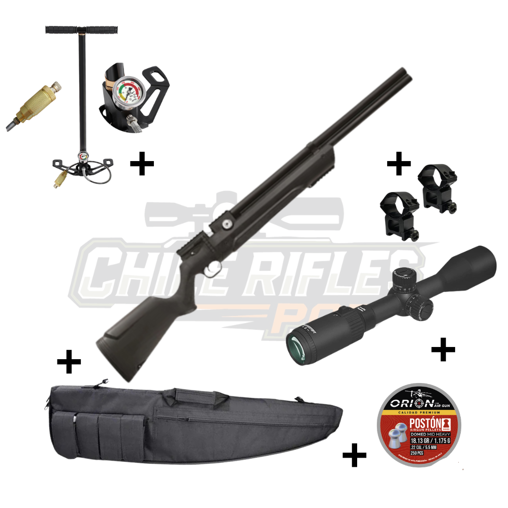 Kit PCP Nova Vista Leviathan R2 Calibre 5.5 con mira Discovery, monturas, bombín, funda y postones Orion