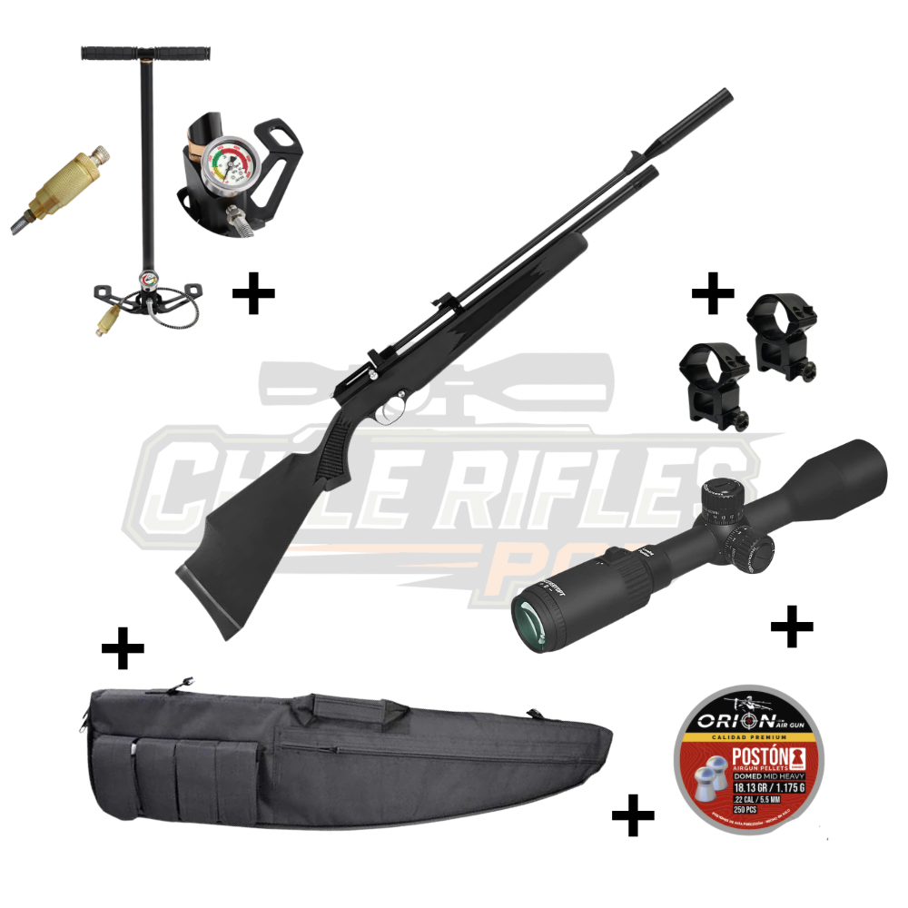 Kit PCP PR900S Calibre 5.5 Culata Polímero con mira Discovery, monturas, bombín, funda y postones Orion