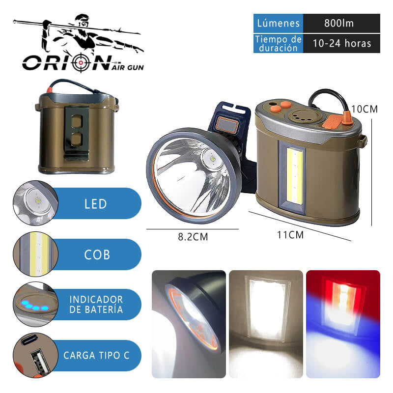 Foco Led Blanco Caza Camping 800lm Batería 10000mah