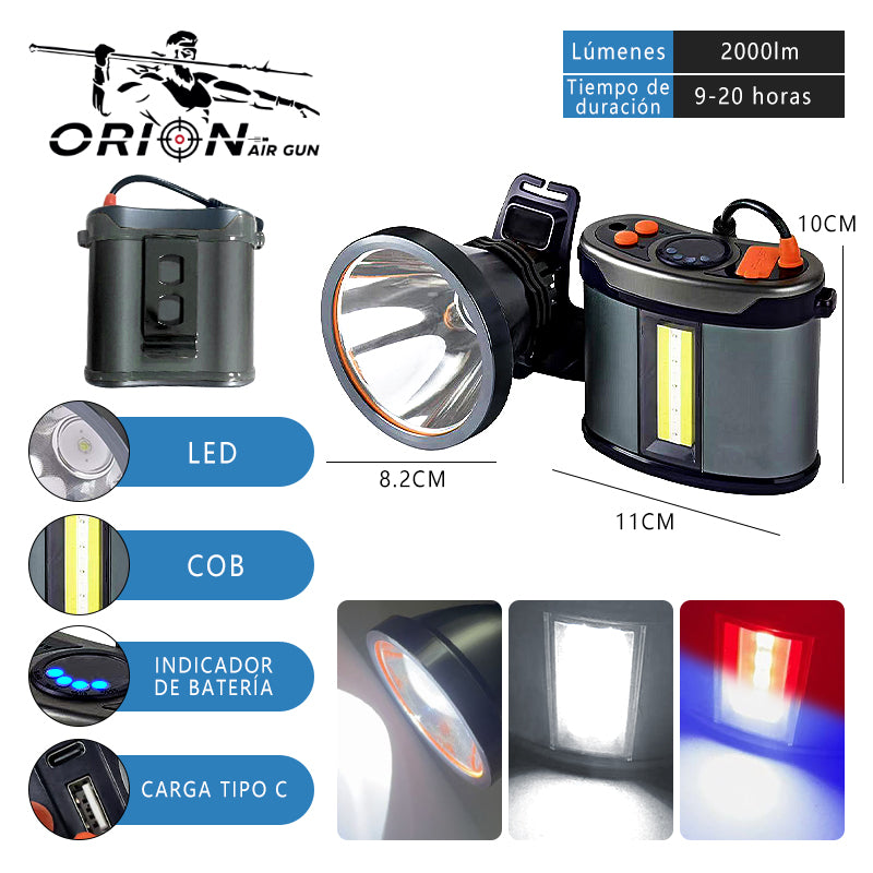 Foco Led Blanco Caza Camping 2000lm Batería 20000mah